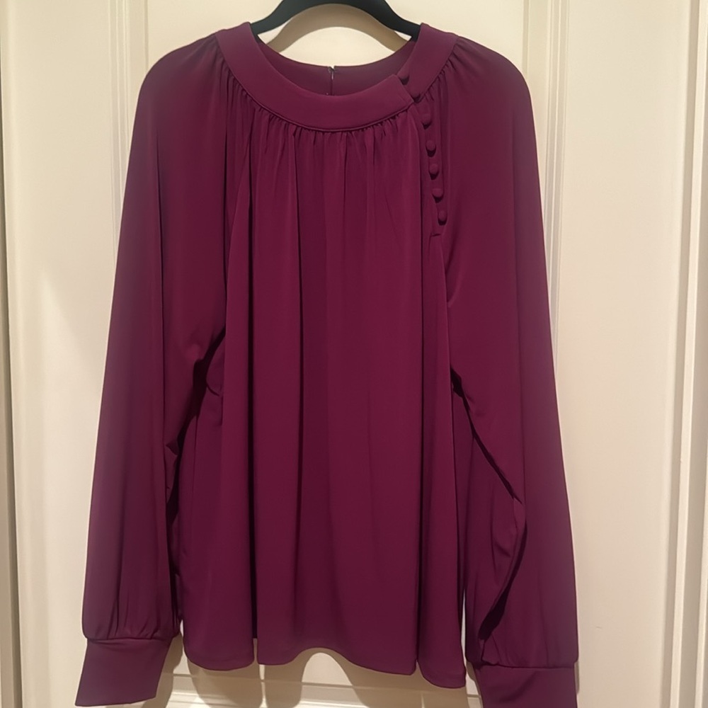 Ann Taylor Button Trimmed Blouse - XL